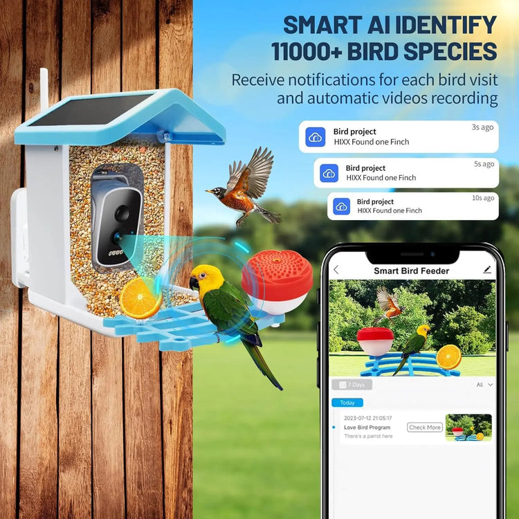 Smart Bird Feeder JY-WS013 with 4K HD Camera AI Visual Recognition for Accurate Detection Outdoor Durable Design Enhanced Monitoring Top Shelf Find