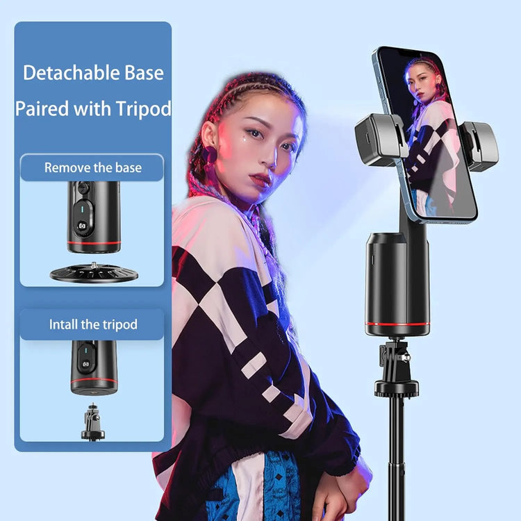 Intelligent AI Mobile Phone Follow-Up Camera Cloud Platform 360° Rotation AI Tracking Selfie Remote Control Universal Compatibility Lightweight Design No Installation Required Top Shelf Find