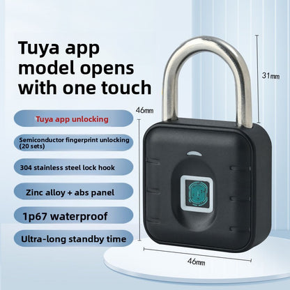 Fingerprint Padlock SY12-13 Electronic Padlock with Fingerprint Password & App Control IP65 Waterproof Anti-Rust Zinc Alloy Material for Doors Drawers Cabinets