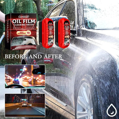 2Pcs Automotive Oil Film Cleaning Brush,Glass Cleaning Board,Glass Coating for Windshield,Universal Anti-Rain Fog Cleaning Glass Brush with Remover,For All Vehicles Lmproves Clarity and Visibility