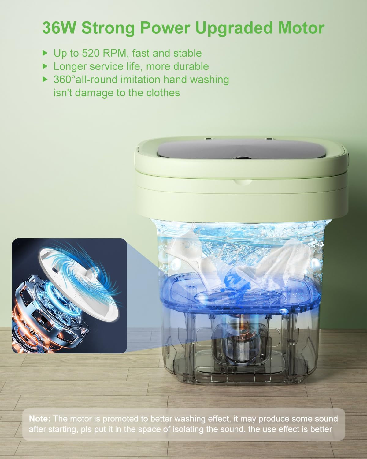 Portable Washing Machine, Mini Washer 13L Upgraded Capacity with 3 Modes Deep Cleaning for Underwear, Shirt, Baby Clothes, Small Items.Foldable Mini Laundry Washer for Apartments,Camping,Travel(Green)