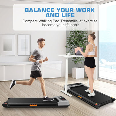 Walking Pad Treadmill - 2.5HP Quiet under Desk Treadmill with Wide Running Belt, Portable Treadmills for Home/Office Small, LED Display & Remote Control for Walking, Jogging, Running