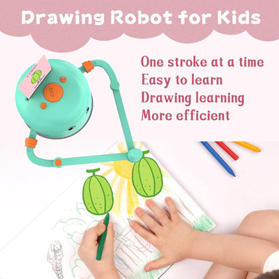 Drawing Robot Voice Interactive Educational Painting Robot for Kids with 100 Pcs Photo Cards - Foster Hand-Eye Coordination Creativity - over 5 Years Kids