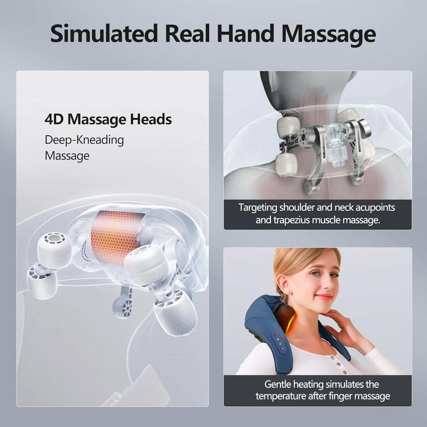 Neck and Shoulder Massager with Heat, Shiatsu Neck and Upper Back Massager with Heat, Protable Cordless Kneading Neck Massager for Pain Relief Deep Tissue