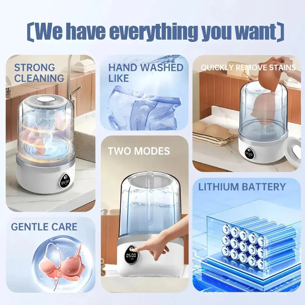 Portable Washing Machine Wireless Mini Washer for Socks Underwear Baby Clothes Compact USB Powered Fully Automatic Waterproof Travel Camping White Top Shelf Find