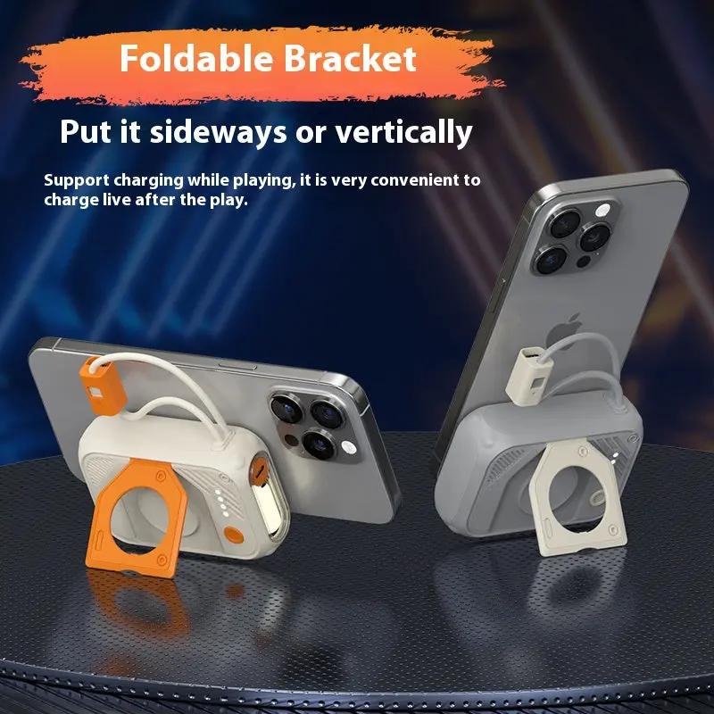 Mini Built-in Cable Mecha Power Bank 20000mAh Fast Charging PD22.5W LED Flashlight Plastic Shell for Smartphone Chargeable Top Shelf Find