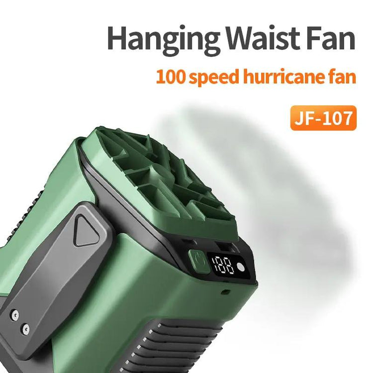 Portable USB Rechargeable Waist Hanging Fan with 3600mAh/6000mAh Battery LED Light for Camping Travel Lightweight Compact Design High-Speed Cooling ABS Plastic Shell 6 Fan Blades Button-Controlled Top Shelf Find