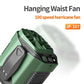 Portable USB Rechargeable Waist Hanging Fan with 3600mAh/6000mAh Battery LED Light for Camping Travel Lightweight Compact Design High-Speed Cooling ABS Plastic Shell 6 Fan Blades Button-Controlled Top Shelf Find