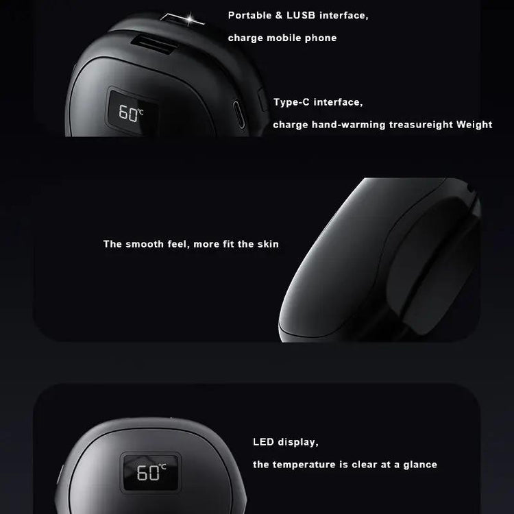 Blue Whale Hi Mini Digital USB Hand Warmer N10 with Magnetic Detachable Design 4000mAh-6000mAh Power Bank Portable Heating 260g Top Shelf Find