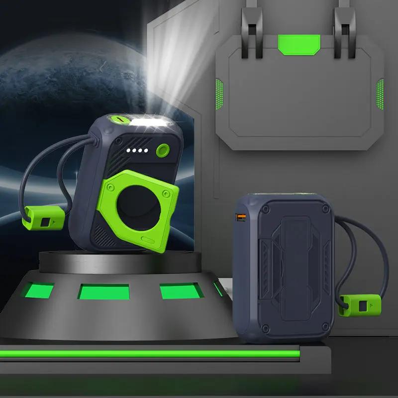 Mini Built-in Cable Mecha Power Bank 20000mAh Fast Charging PD22.5W LED Flashlight Plastic Shell for Smartphone Chargeable Top Shelf Find