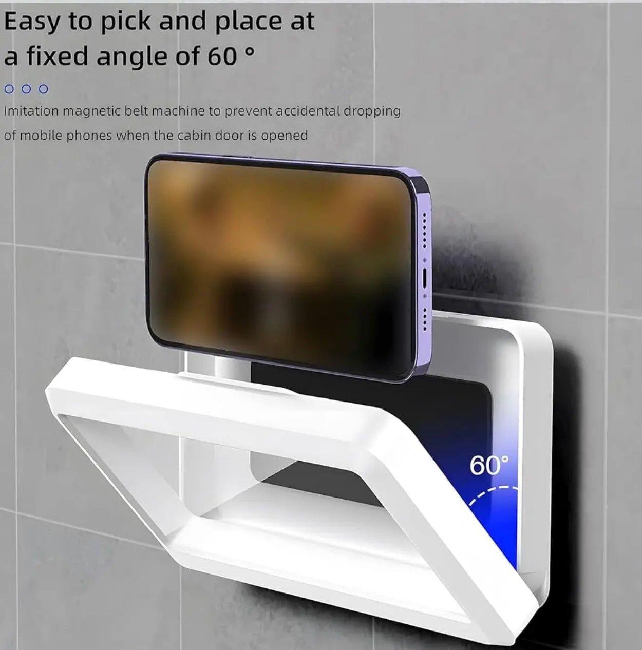 Waterproof Phone Holder Adjustable Detachable Peach Pink Plastic Mount Stand for Smartphone Cellphone Touch Screen Compatible No Drilling Needed 360-Degree Rotation Top Shelf Find