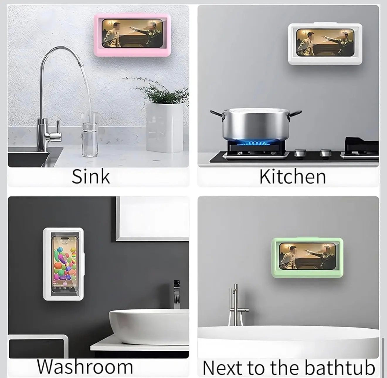 Waterproof Phone Holder Adjustable Detachable Peach Pink Plastic Mount Stand for Smartphone Cellphone Touch Screen Compatible No Drilling Needed 360-Degree Rotation Top Shelf Find