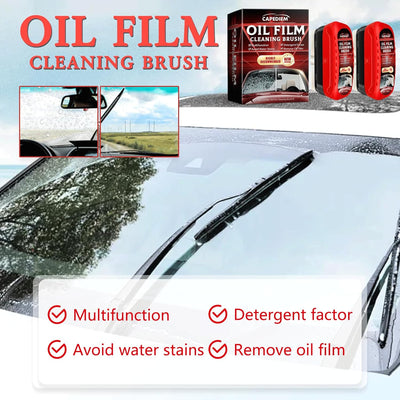 2Pcs Automotive Oil Film Cleaning Brush,Glass Cleaning Board,Glass Coating for Windshield,Universal Anti-Rain Fog Cleaning Glass Brush with Remover,For All Vehicles Lmproves Clarity and Visibility