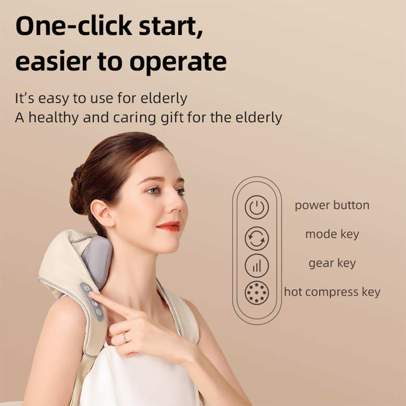 Neck Massager with Heat, Shiatsu Shoulder Massager, Electric Acupressure Neck Massager Gift for Parents/Elders/Health/Women/Men Deep Kneading Massage like Human to Free Your Hand