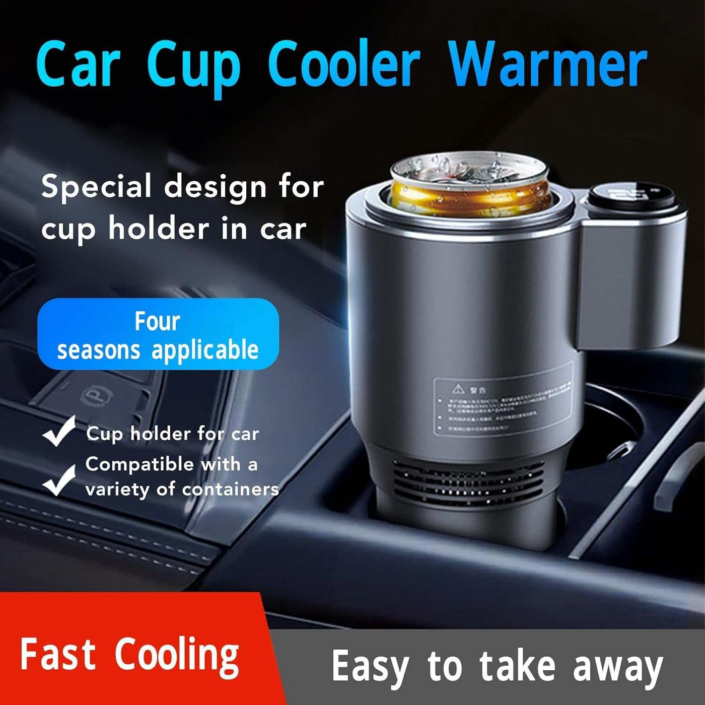 Car Cup Cooler Warmer, Portable Smart Car Cup Mug Holder, Car Tumbler Holder, Quick Heating and Cooling, 12V 36W, for Car Truck RV