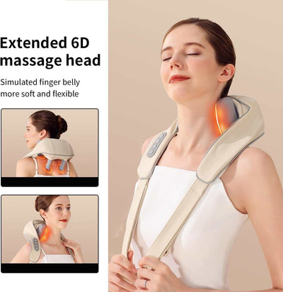 Neck Massager with Heat, Shiatsu Shoulder Massager, Electric Acupressure Neck Massager Gift for Parents/Elders/Health/Women/Men Deep Kneading Massage like Human to Free Your Hand