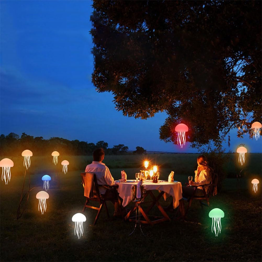 LED Cute Jellyfish Night Light, 2025 New Cute Creative Jellyfish Night Light with Moving Legs, Jellyfel Lamp, RGB Gradient Jelly Fish Light Lamp Voice Control Jellyfish Light (Suspension Type)