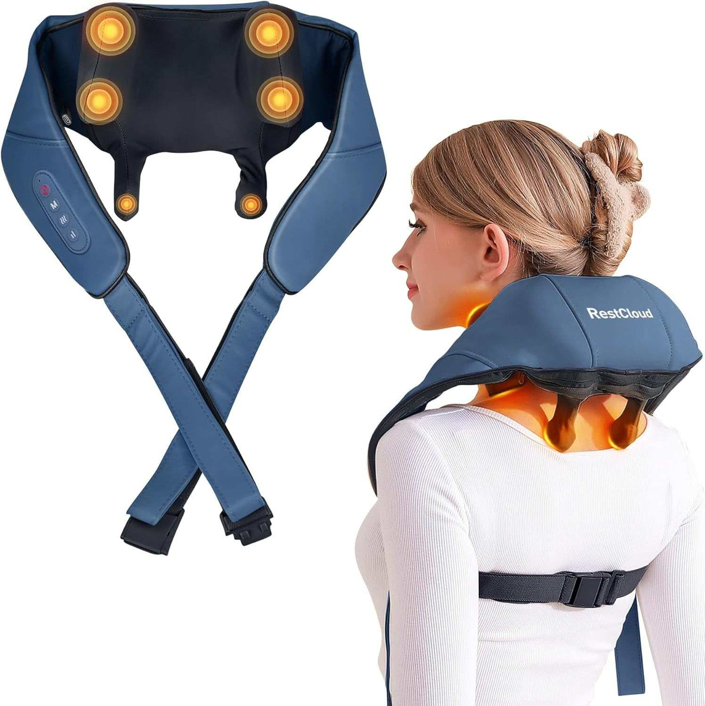 Neck and Shoulder Massager with Heat, Shiatsu Neck and Upper Back Massager with Heat, Protable Cordless Kneading Neck Massager for Pain Relief Deep Tissue