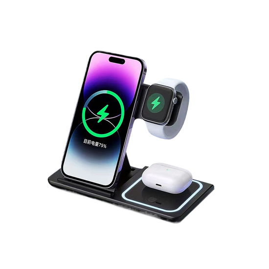 Multi-Functional Magnetic Folding Three-In-One Wireless Charger
