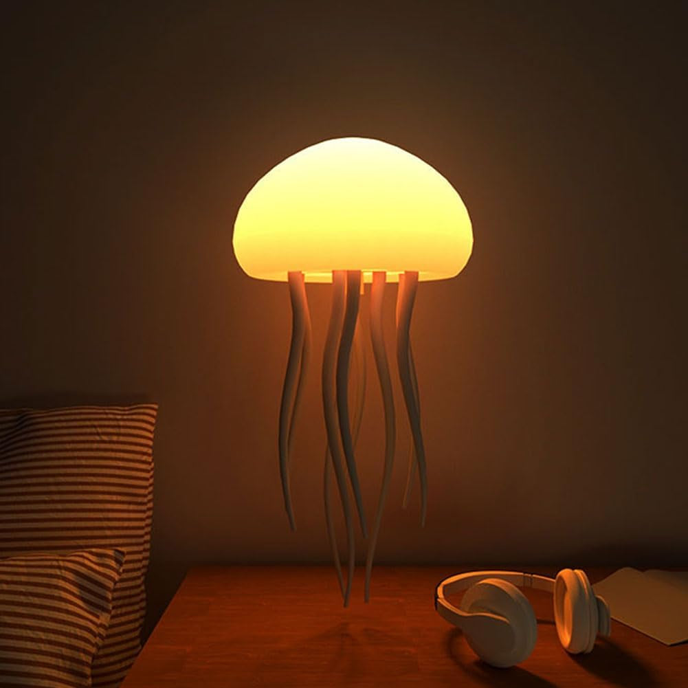 LED Cute Jellyfish Night Light, 2025 New Cute Creative Jellyfish Night Light with Moving Legs, Jellyfel Lamp, RGB Gradient Jelly Fish Light Lamp Voice Control Jellyfish Light (Suspension Type)