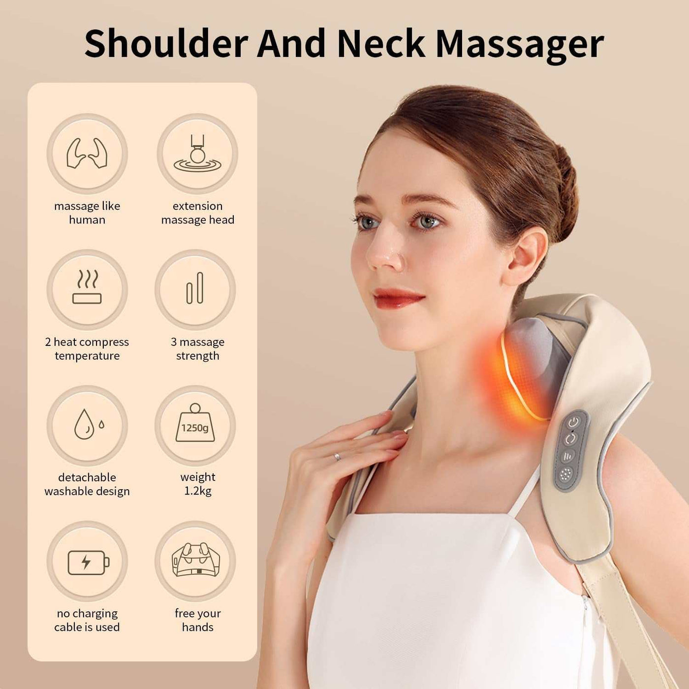 Neck Massager with Heat, Shiatsu Shoulder Massager, Electric Acupressure Neck Massager Gift for Parents/Elders/Health/Women/Men Deep Kneading Massage like Human to Free Your Hand