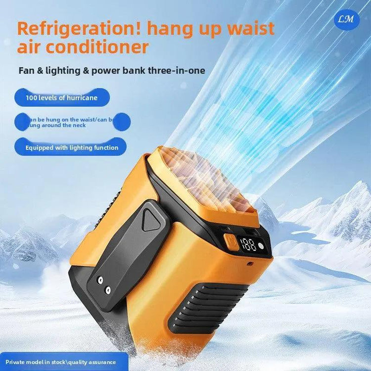 Portable USB Rechargeable Waist Hanging Fan with 3600mAh/6000mAh Battery LED Light for Camping Travel Lightweight Compact Design High-Speed Cooling ABS Plastic Shell 6 Fan Blades Button-Controlled Top Shelf Find