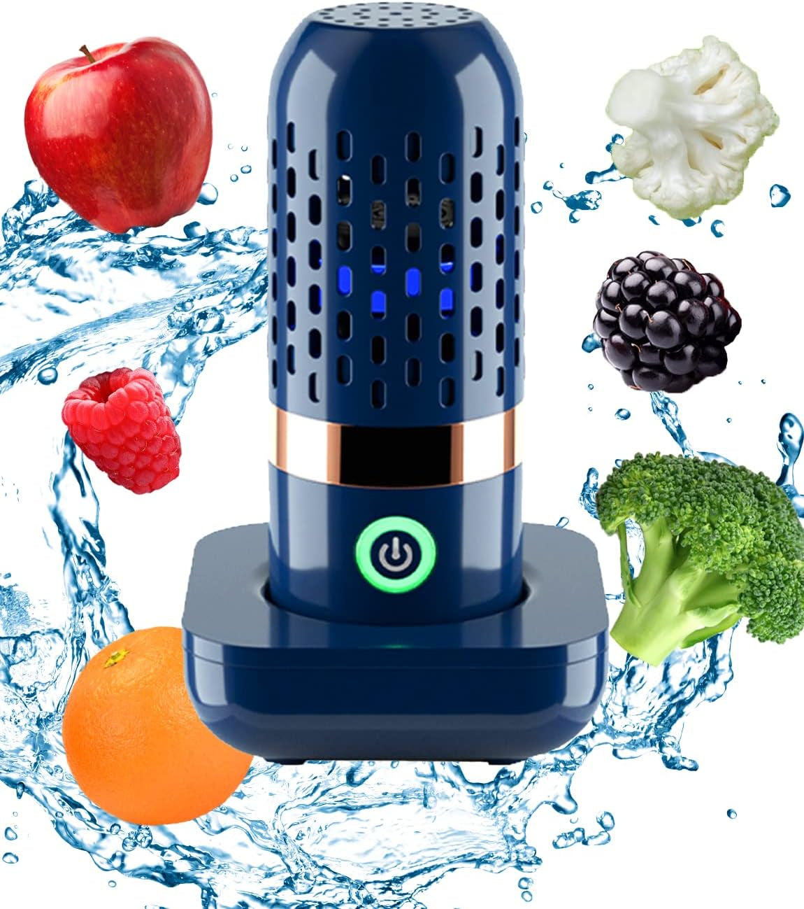 Vegetable and Fruit Cleaner Machine, Aquapur Water-Proof Fruit Cleaning Device with Oh-Ion Purification Technology 250Min Working Time and Wireless Charging, for Cleaning Fruit, Grain,Meat