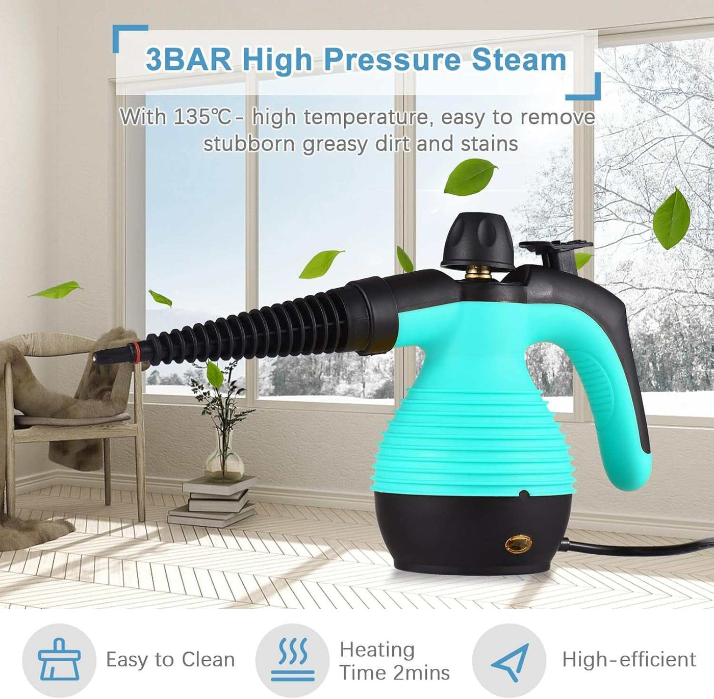 Handheld Steam Cleaner, 1050W Multifunctional High Temperature Pressurized Steam Cleaning Machine with 9PCS Accessory, 110V