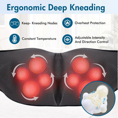 Neck and Shoulder Massager with Heat, 3D Deep Shiatsu Massager Gifts for Man Woman, Kneading Neck Massager for Pain Relief Deep Tissue, Neck, Back, Shoulder