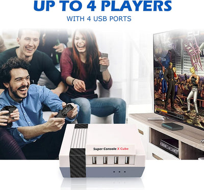 65,000+ Retro Games Console, Super Console X Cube Classic Game Consoles,50+ Emulators for 4K TV HD/AV Output,4 USB Port, Dual Wireless Controllers,Support Wifi/Lan,Gift for Friends(Cube 256G)