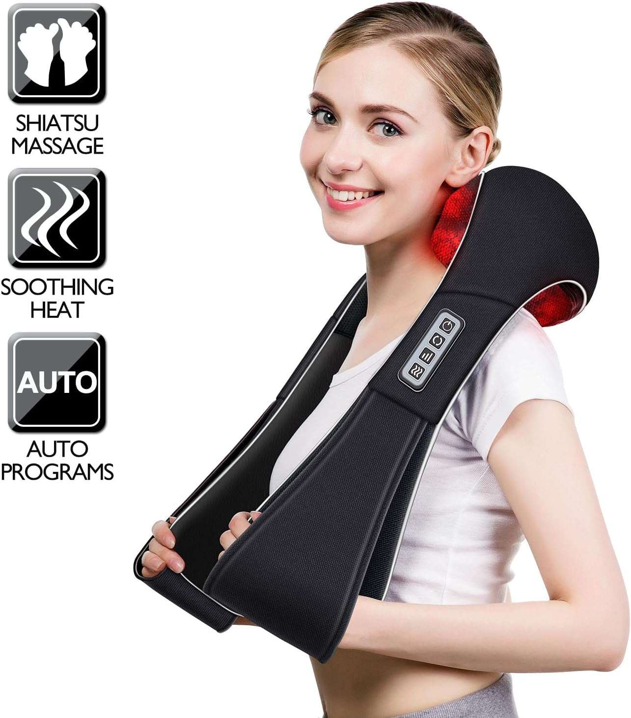 Christmas Gifts for Women & Men, Shiatsu Neck and Shoulder Massager with Heat Deep Tissue Kneading Sports Recovery Massagers for Back, Foot, Relaxation Gifts for Wife, Husband, Him, Her