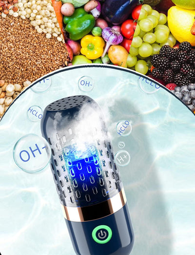 Vegetable and Fruit Cleaner Machine, Aquapur Water-Proof Fruit Cleaning Device with Oh-Ion Purification Technology 250Min Working Time and Wireless Charging, for Cleaning Fruit, Grain,Meat