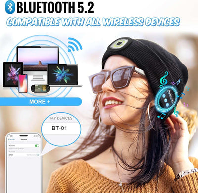 Gifts for Men Women, Bluetooth Beanie Hat, Stocking Stuffers for Adults Men, Mens Gifts for Men Who Want Nothing, Cool Gadgets for Men, Bluetooth Hat Mens Gifts Ideas Black