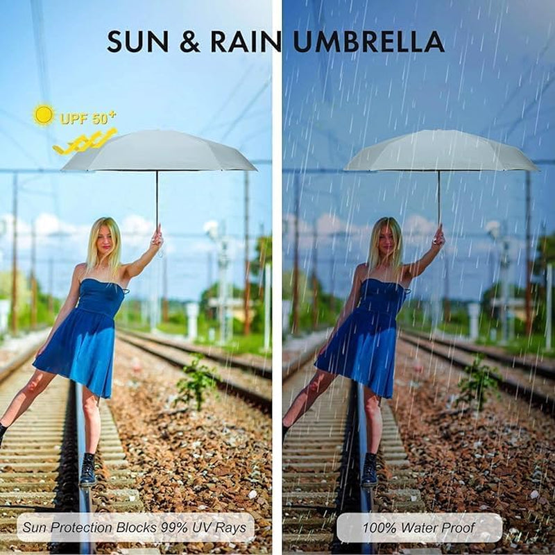 Mini Travel Sun Umbrella for Purse,Small Compact UV Umbrella Protection Sun,Lightweight Portable Parasol Umbrella Windproof for Women Men Kids