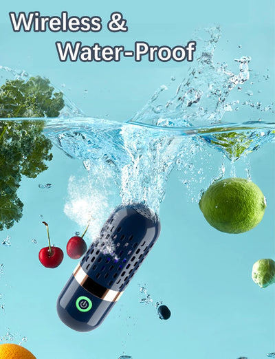 Vegetable and Fruit Cleaner Machine, Aquapur Water-Proof Fruit Cleaning Device with Oh-Ion Purification Technology 250Min Working Time and Wireless Charging, for Cleaning Fruit, Grain,Meat