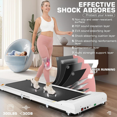 Walking Pad under Desk Treadmill for Home Office with App Control 2.5 HP Compact Electric Treadmills with Remote Control,300Lbs Weight Capacity,Ultra-Quiet & Installation-Free