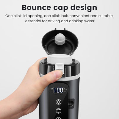 DC 12V/24V Car Travel Electric Kettle, 400Ml Car Heating Mug with Anti-Spill Lid, Leak-Proof, 304 Stainless Steel Liner Portable Coffee Tea Cup up to 100℃ Variable Temp Control Bottle