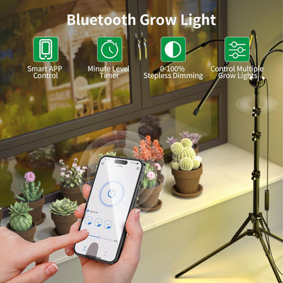 Grow Lights for Indoor Plants Full Spectrum,Smart Plant Light,Plant Grow Lights Indoor,Led Grow Lights for Seed Starting,Grow Lamp with 59''Tripod,Yellow Light,Sunlight,App Control, GLA-02