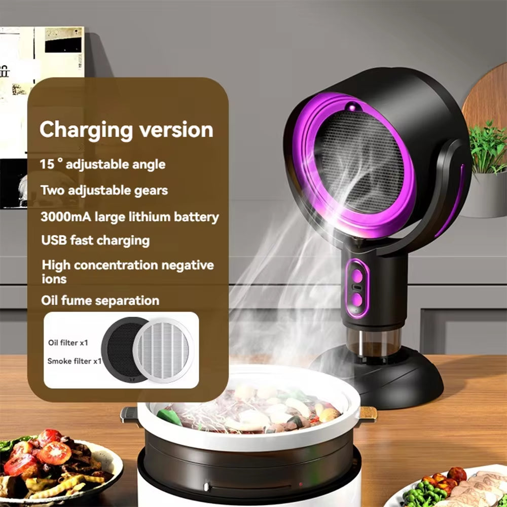 Mini Desktop Range Hood Mini Suction Extractor Hood USB Charging Angle-Adjustable Camping Picnic Hot Pot Range Hood Kitchen Hood