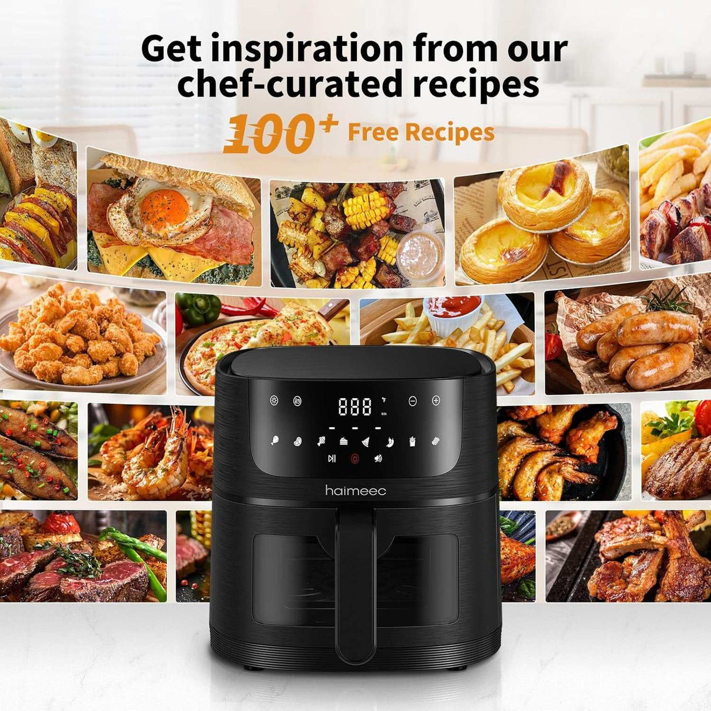 Air Fryer 8-In-1 with 4.2 Qt Capacity and Easy View Windows, Max 400F, 95% Less Oil, 100+ Recipes, Shake Reminder, Nonstick Basket for Roast, Bake, Dehydrate, Reheat, Broil-Ce01