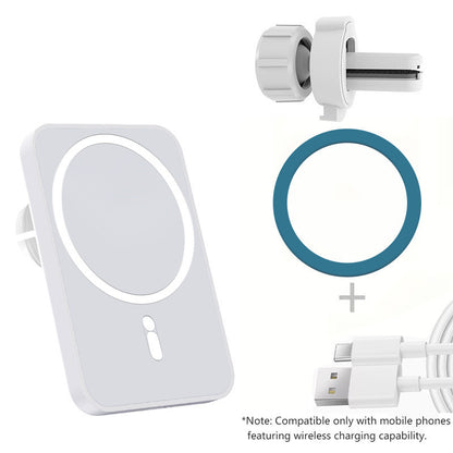 Magnetic Wireless Car Charger Holder 15W Fast Charging for MagSafe Phones & Qi Devices Compact ABS Plastic Design